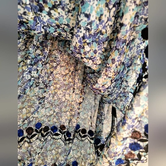 ANNA SUI FLORAL BUTTERFLIES SLEEVELESS EMBROIDERED DETAIL SQUARE NECKLIN… - Picture 6 of 16